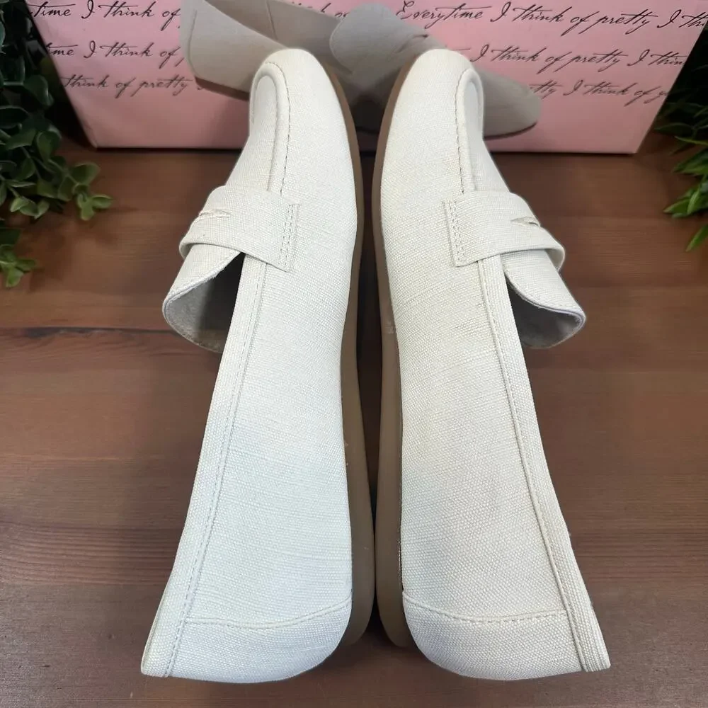 Kensie Women's‎ Yelena Canvas Loafers Cream Size 7.5